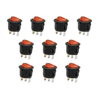 10x osvetljeno preklopno vgradno stikalo OFF/ON 6A 250V rdeča luč