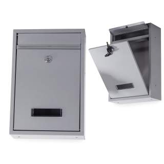 Poštni nabiralnik iz nerjavečega jekla siv 21,5 x 32 x 8,5 cm